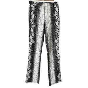 I AM GIA Size Small Pleather Snake Bootcut Zipper Front Pants Black White